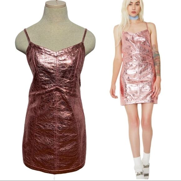 Metallic Pink Mini Dress For Love and Lemons Luna Sz XS - Picture 1 of 10